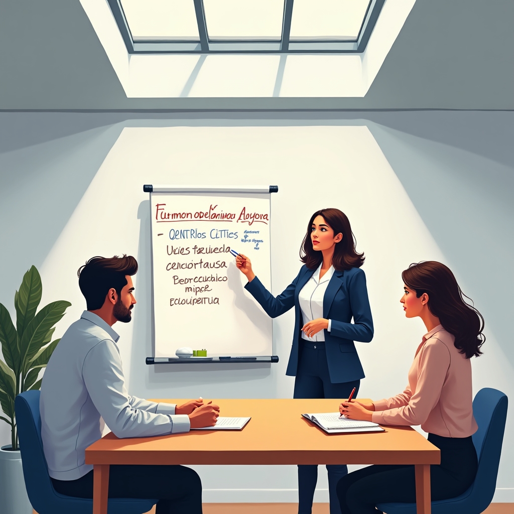 Financial education team working on resources for Ecuadorian families